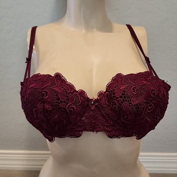Vintage Victoria's Secret Bra 34B Maroon Underwire Lined - Picture 1 of 4